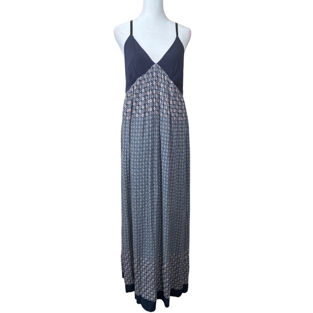 Lovoosh Navy Pink Geometric Medallion Maxi Dress Small D82530 Boho Summer